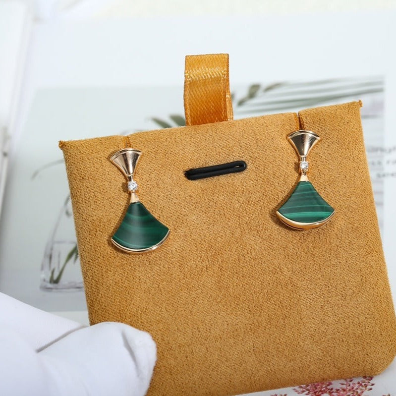 [baslovejewels]DREAM MALACHITE PINK GOLD EARRINGS