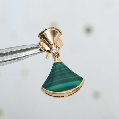 [baslovejewels]DREAM MALACHITE PINK GOLD EARRINGS