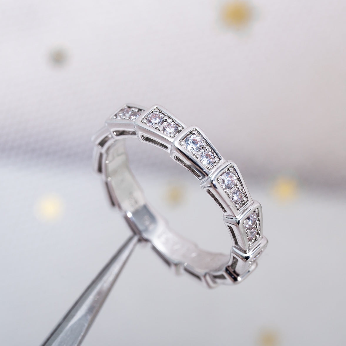 [baslovejewels]SERPENTI RING SILVER DIAMOND PAVED 3MM