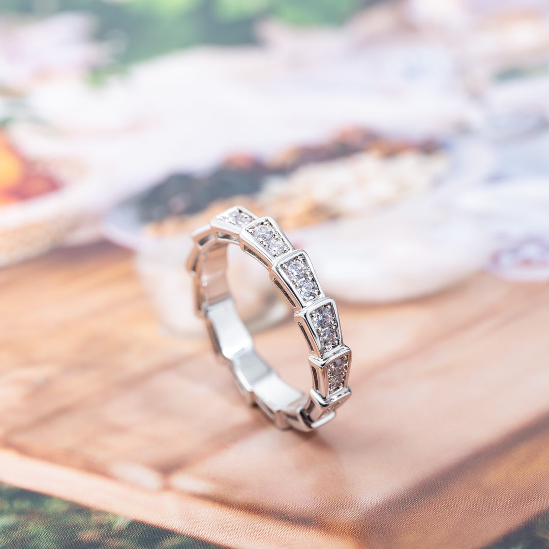 [baslovejewels]SERPENTI RING SILVER DIAMOND PAVED 3MM