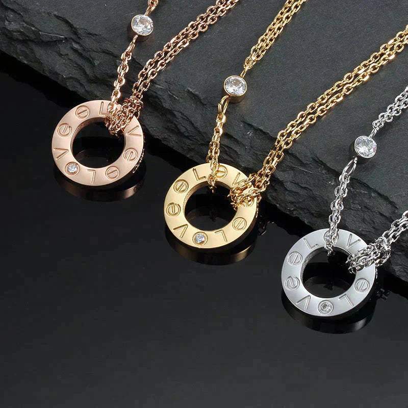 [baslovejewels]LOVE NECKLACE 16MM 2 DIAMONDS