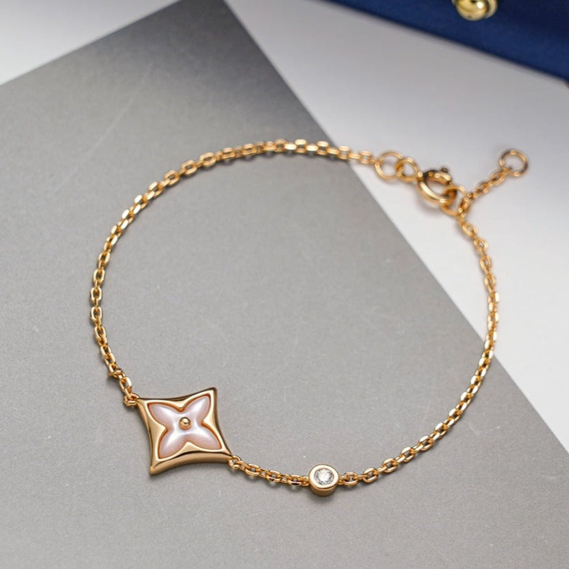 [baslovejewels]STAR 1 DIAMOND PINK GOLD BRACELET