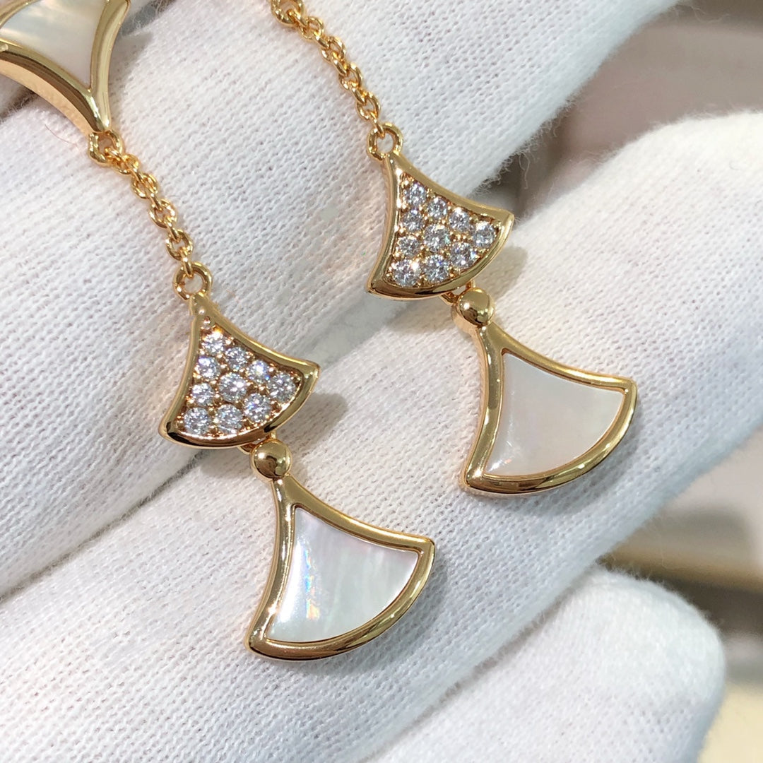 [baslovejewels]DREAM EARRINGS 3 MOTIFS DIAMOND MOP PINK GOLD
