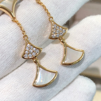 [baslovejewels]DREAM EARRINGS 3 MOTIFS DIAMOND MOP PINK GOLD
