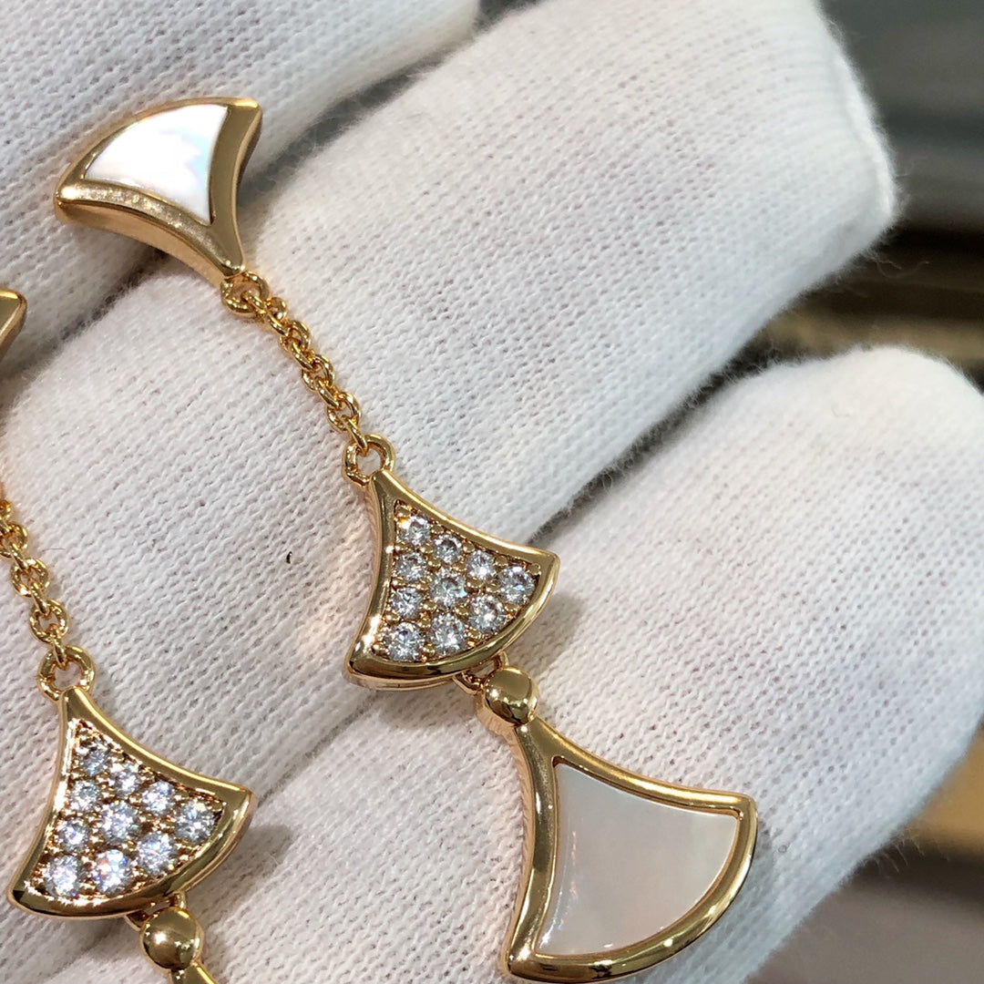 [baslovejewels]DREAM EARRINGS 3 MOTIFS DIAMOND MOP PINK GOLD