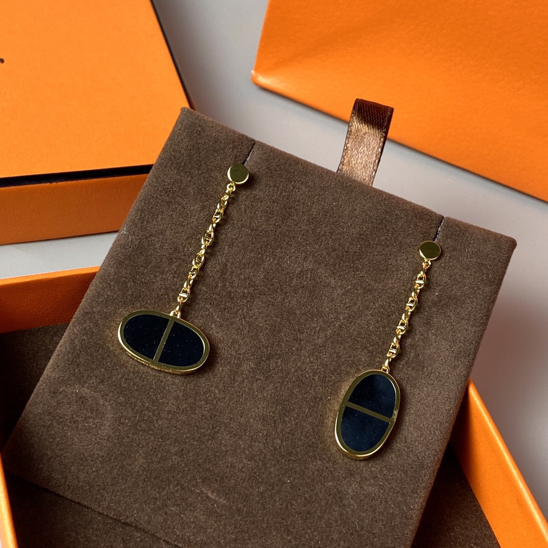 [baslovejewels]CHAINE VERSO BLACK CERAMIC EARRINGS