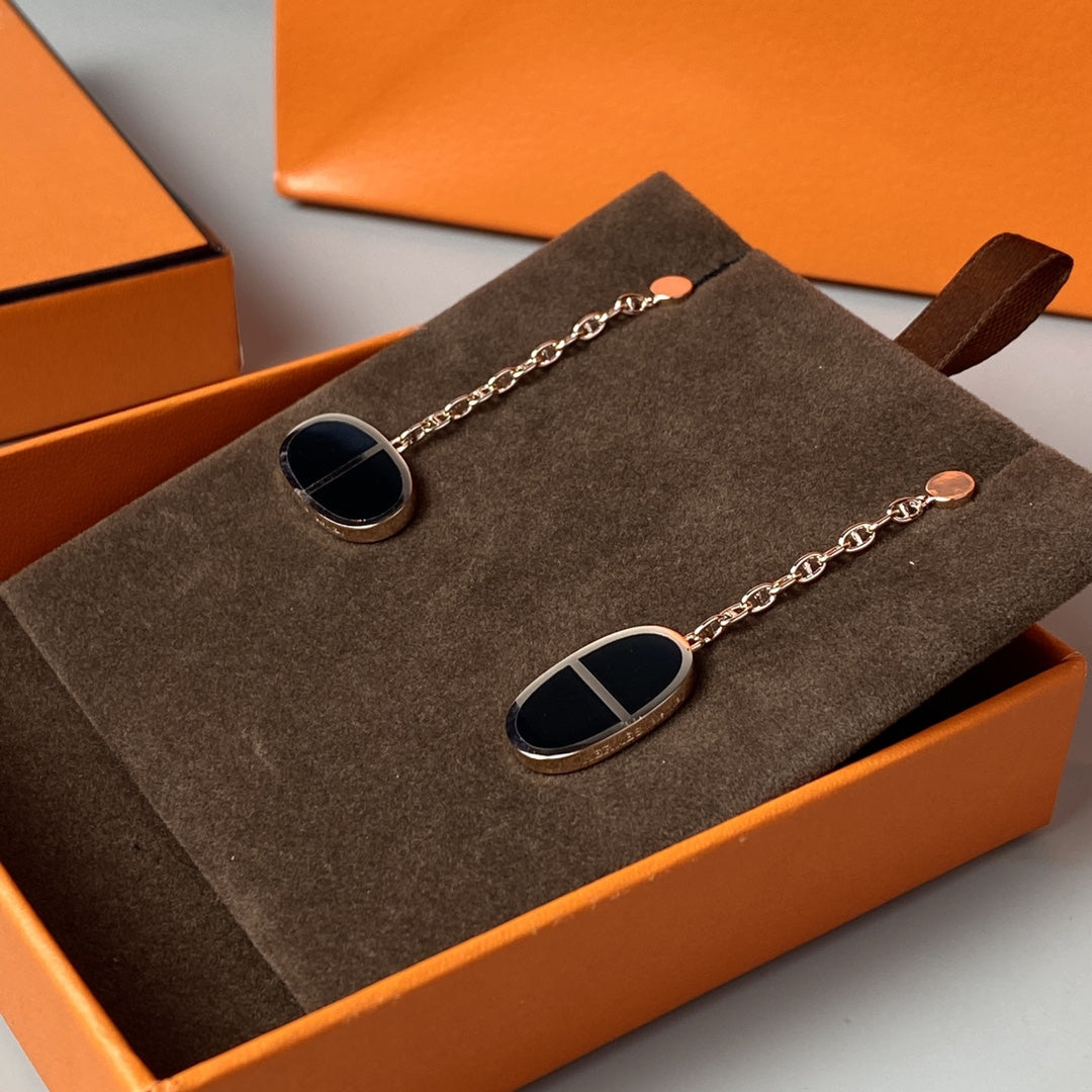 [baslovejewels]CHAINE VERSO BLACK CERAMIC EARRINGS