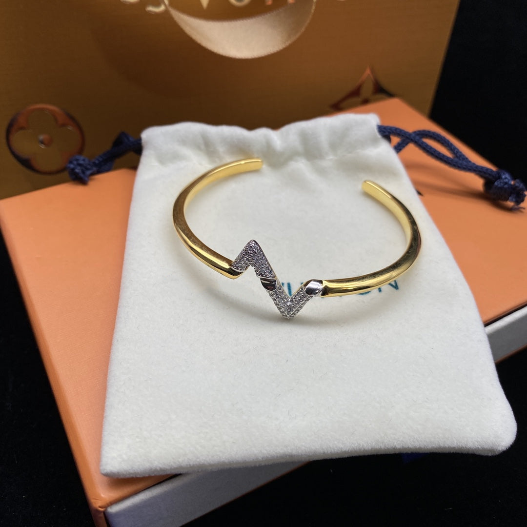 [baslovejewels]VOLTE UPSITE DOWN DIAMOND GOLD OPEN BRACELET