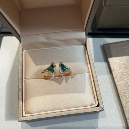 [baslovejewels]DREAM MALACHITE DIAMOND OPEN RING