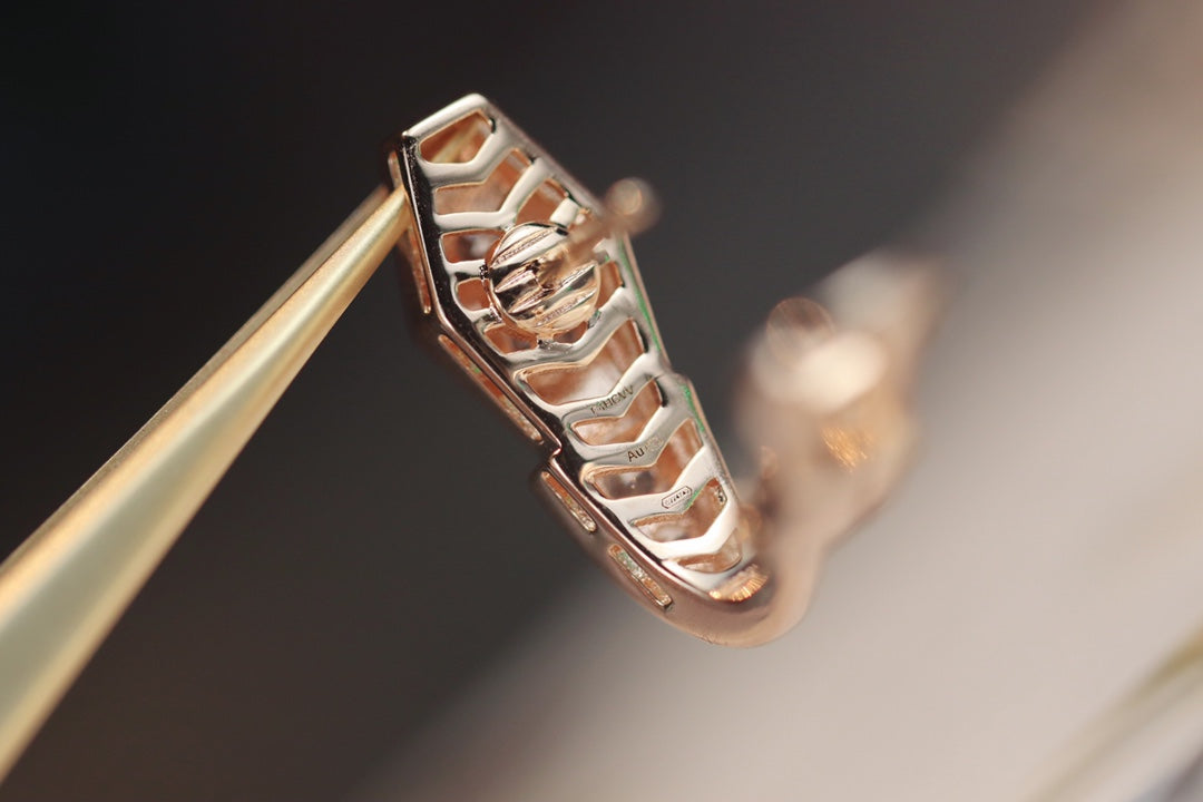 [baslovejewels]SERPENT PINK GOLD DIAMOND EARRINGS