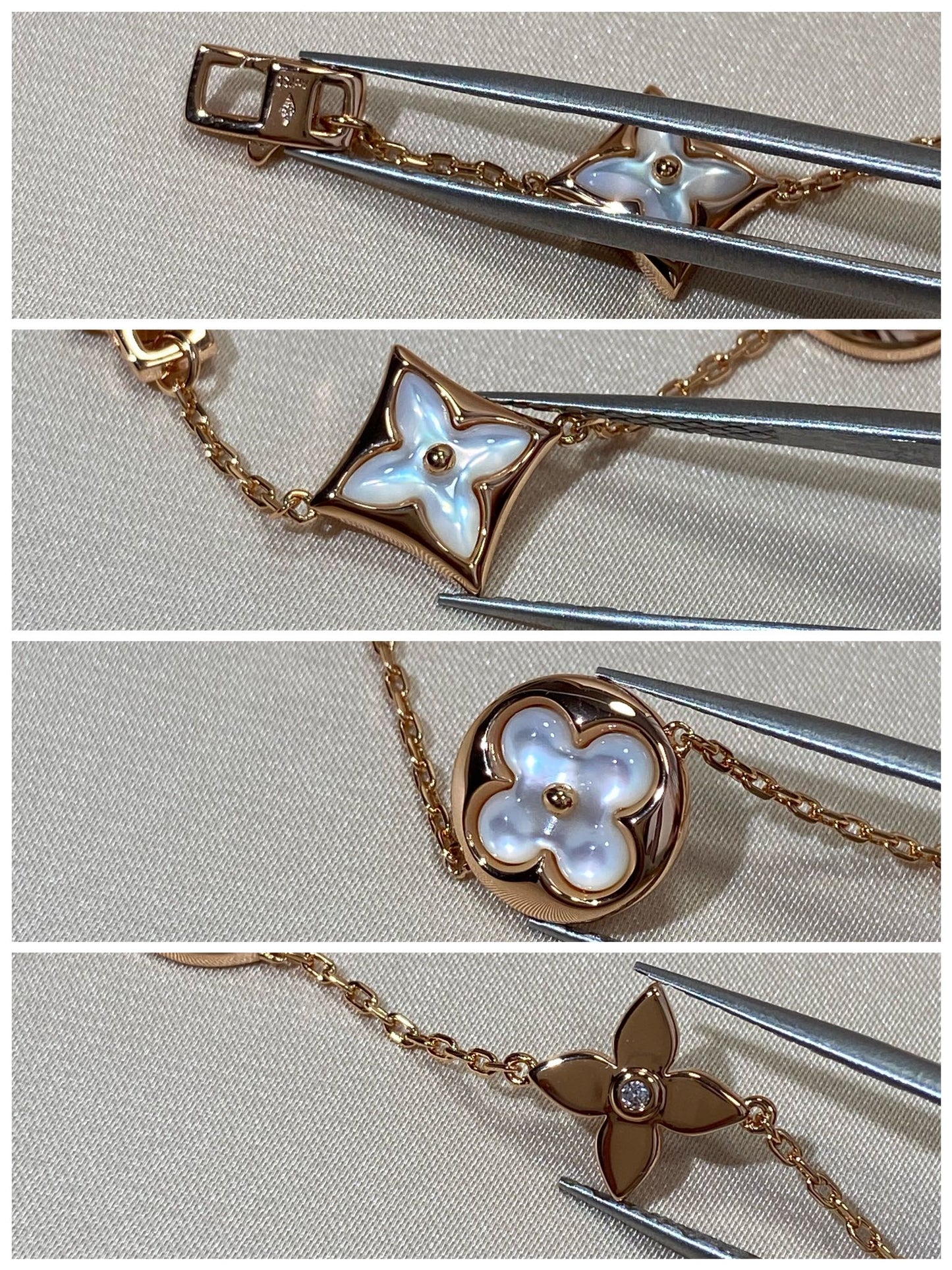 [baslovejewels]STAR AND SUN 5 MOTIF MOP PINK GOLD BRACELET