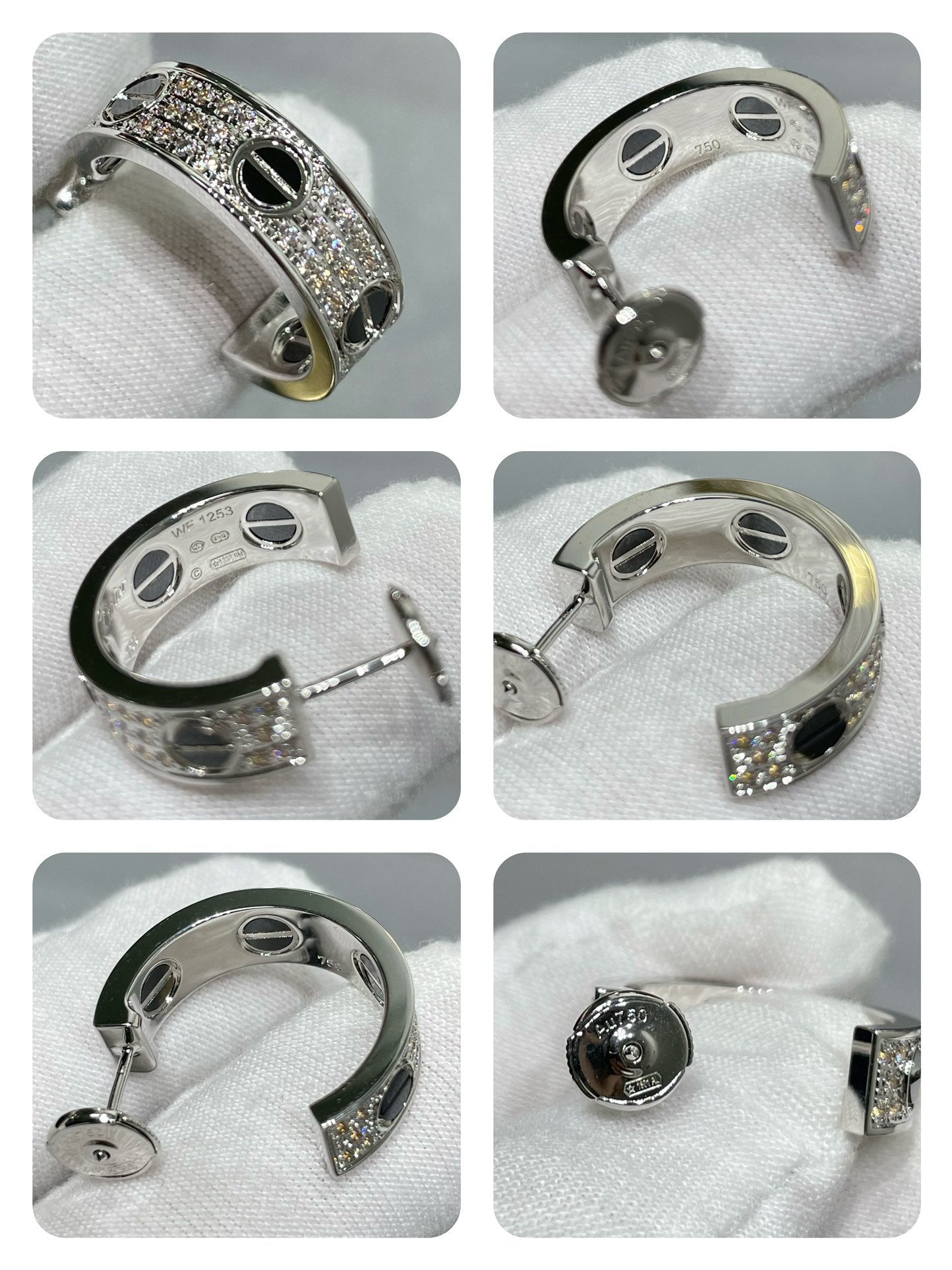 [baslovejewels]LOVE CERAMIC DIAMOND PAVED SILVER EARRINGS