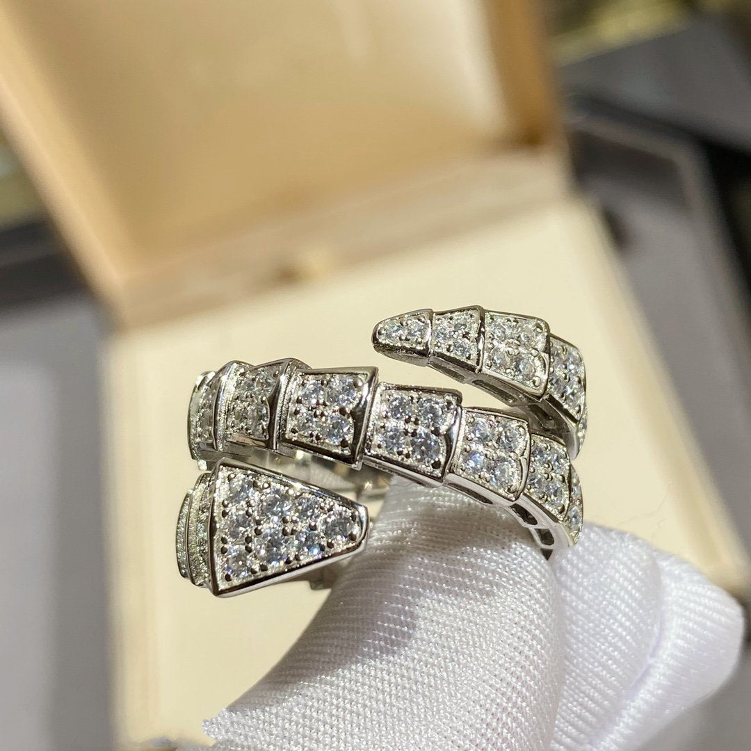 [baslovejewels]SERPENTI DOUBLE RING SILVER DIAMOND PAVED