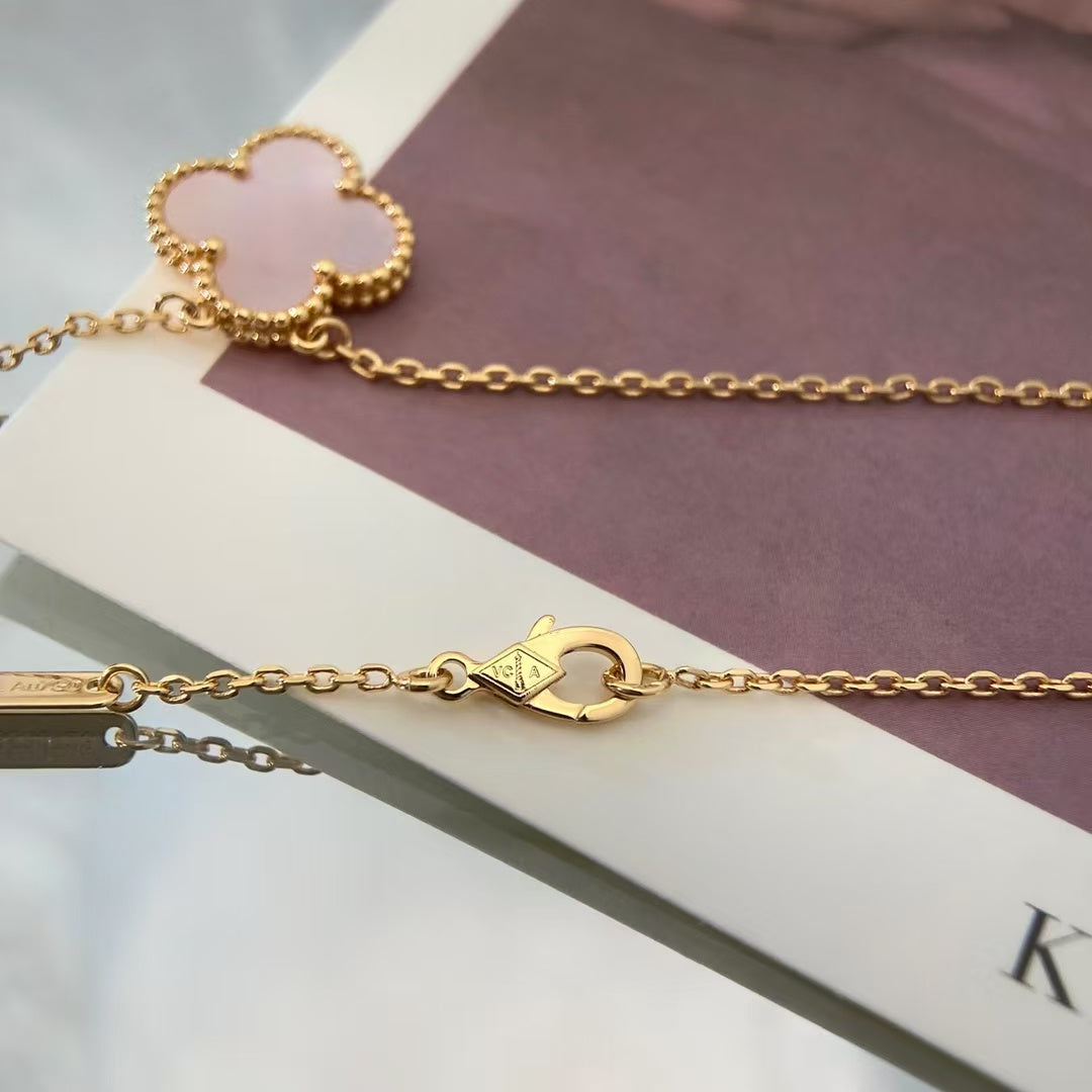 [basloveJW]CLOVER 15MM PINK MOTHER-OF-PEARL NECKLACE