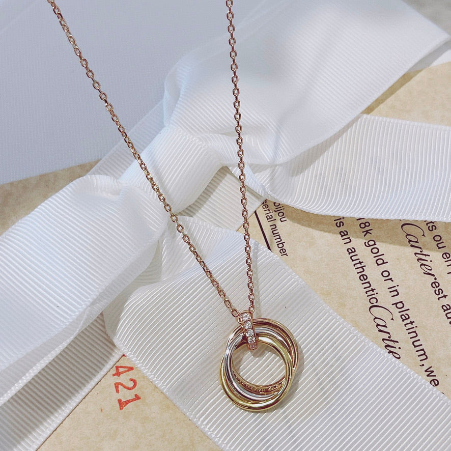 [baslovejewels]TRINITY NECKLACE GOLD  DIAMONDS