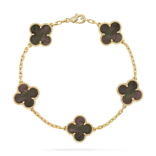 [baslovejewels]CLOVER 5 MOTIF GRAY MOP  BRACELET