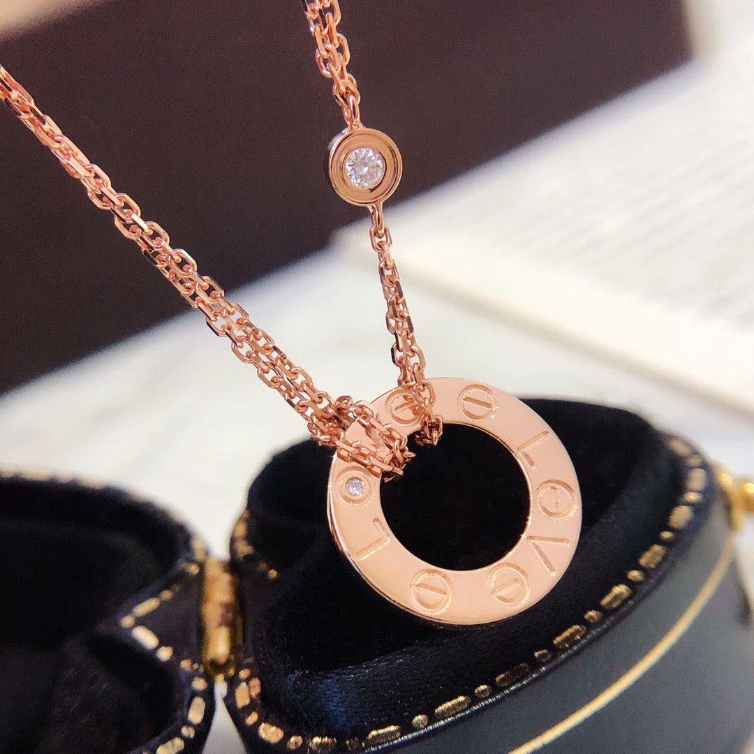 [baslovejewels]LOVE NECKLACE 16MM 2 DIAMONDS