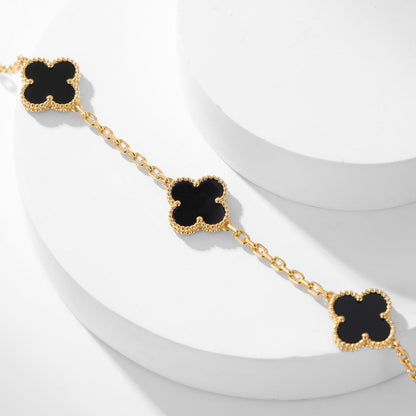 [basloveJW]CLOVER 10 MOTIFS ONYX NECKLACE