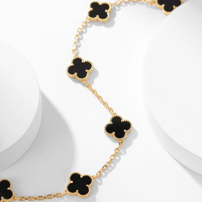 [basloveJW]CLOVER 10 MOTIFS ONYX NECKLACE
