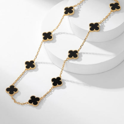 [basloveJW]CLOVER 10 MOTIFS ONYX NECKLACE