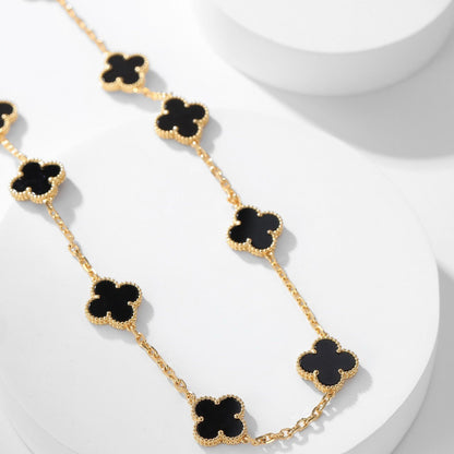 [basloveJW]CLOVER 10 MOTIFS ONYX NECKLACE