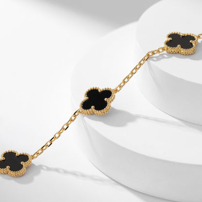 [basloveJW]CLOVER 10 MOTIFS ONYX NECKLACE