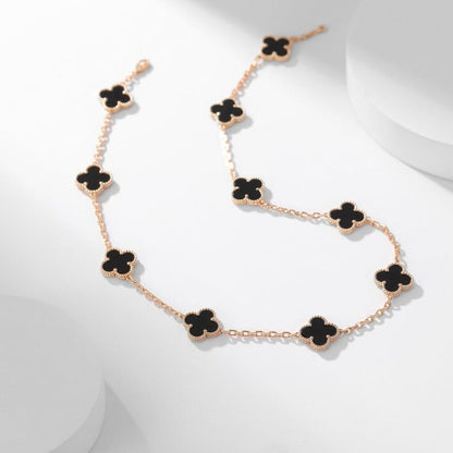 [basloveJW]CLOVER 10 MOTIFS ONYX NECKLACE
