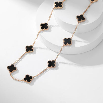 [basloveJW]CLOVER 10 MOTIFS ONYX NECKLACE