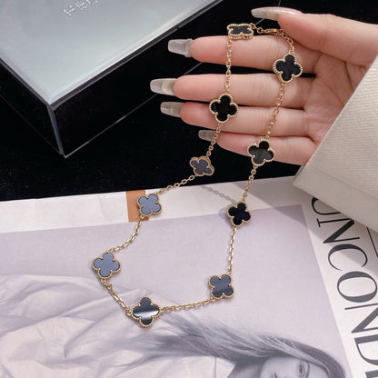 [basloveJW]CLOVER 10 MOTIFS ONYX NECKLACE