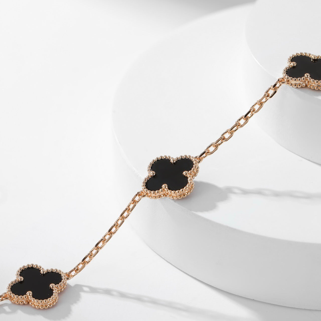 [basloveJW]CLOVER 10 MOTIFS ONYX NECKLACE