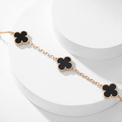 [basloveJW]CLOVER 10 MOTIFS ONYX NECKLACE