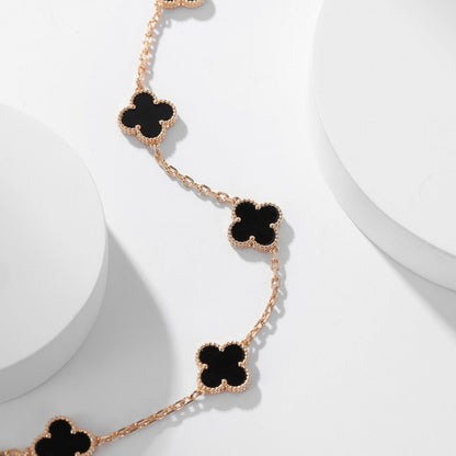 [basloveJW]CLOVER 10 MOTIFS ONYX NECKLACE