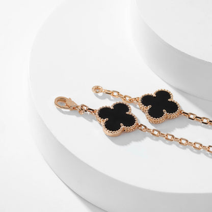 [basloveJW]CLOVER 10 MOTIFS ONYX NECKLACE