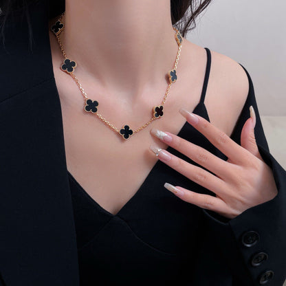 [basloveJW]CLOVER 10 MOTIFS ONYX NECKLACE