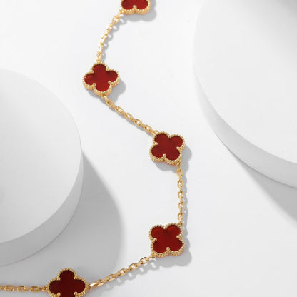[basloveJW]CLOVER 10 MOTIFS CARNELIAN NECKLACE