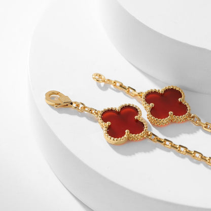 [basloveJW]CLOVER 10 MOTIFS CARNELIAN NECKLACE