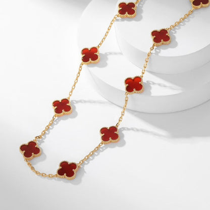 [basloveJW]CLOVER 10 MOTIFS CARNELIAN NECKLACE