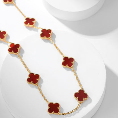 [basloveJW]CLOVER 10 MOTIFS CARNELIAN NECKLACE