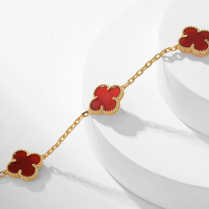 [basloveJW]CLOVER 10 MOTIFS CARNELIAN NECKLACE
