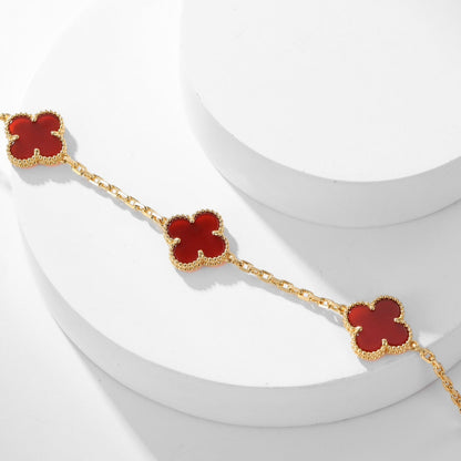 [basloveJW]CLOVER 10 MOTIFS CARNELIAN NECKLACE