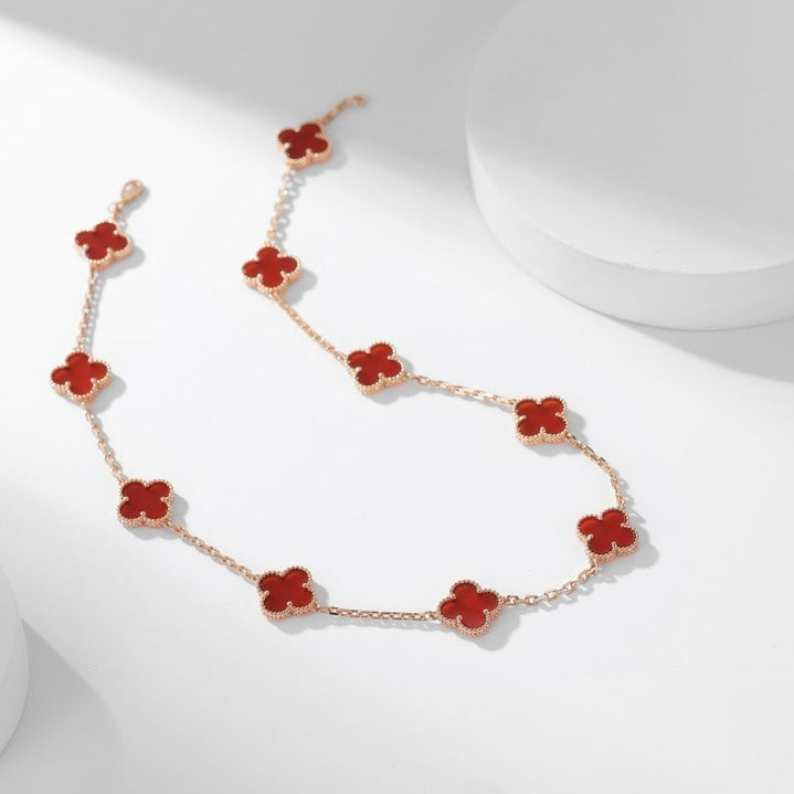 [basloveJW]CLOVER 10 MOTIFS CARNELIAN NECKLACE