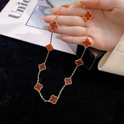 [basloveJW]CLOVER 10 MOTIFS CARNELIAN NECKLACE