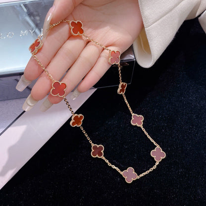 [basloveJW]CLOVER 10 MOTIFS CARNELIAN NECKLACE