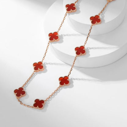 [basloveJW]CLOVER 10 MOTIFS CARNELIAN NECKLACE