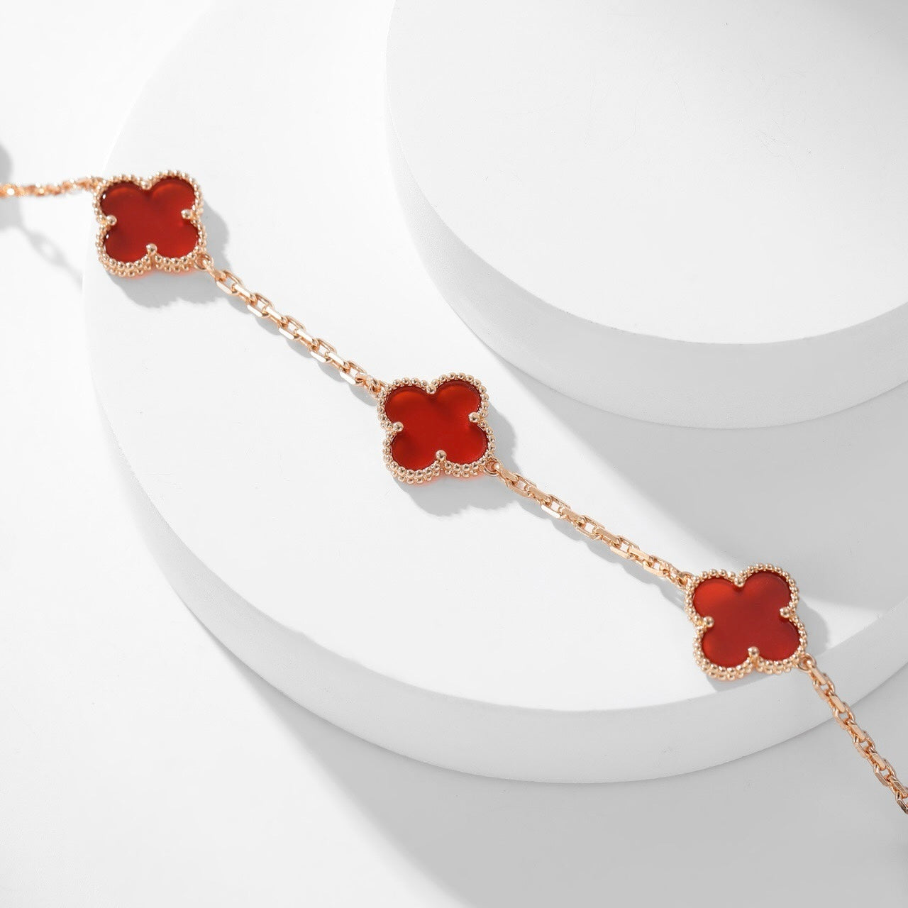 [basloveJW]CLOVER 10 MOTIFS CARNELIAN NECKLACE