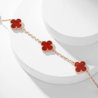 [basloveJW]CLOVER 10 MOTIFS CARNELIAN NECKLACE