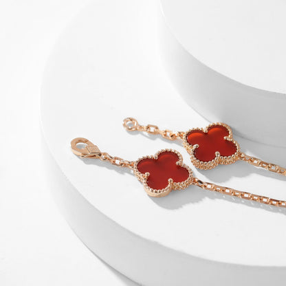 [basloveJW]CLOVER 10 MOTIFS CARNELIAN NECKLACE