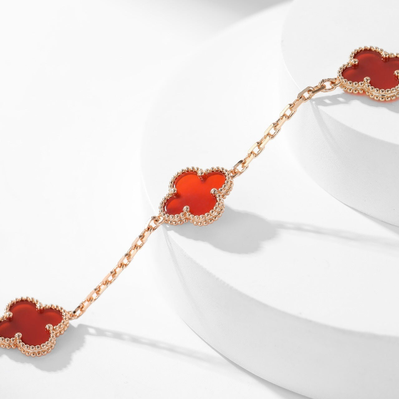 [basloveJW]CLOVER 10 MOTIFS CARNELIAN NECKLACE