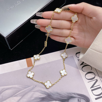 [basloveJW]CLOVER 10 MOTIFS WHITE MOTHER OF PEARL NECKLACE