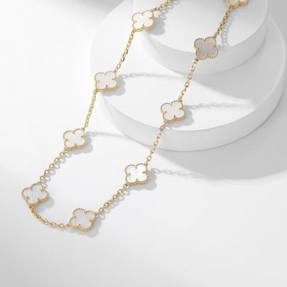 [basloveJW]CLOVER 10 MOTIFS WHITE MOTHER OF PEARL NECKLACE